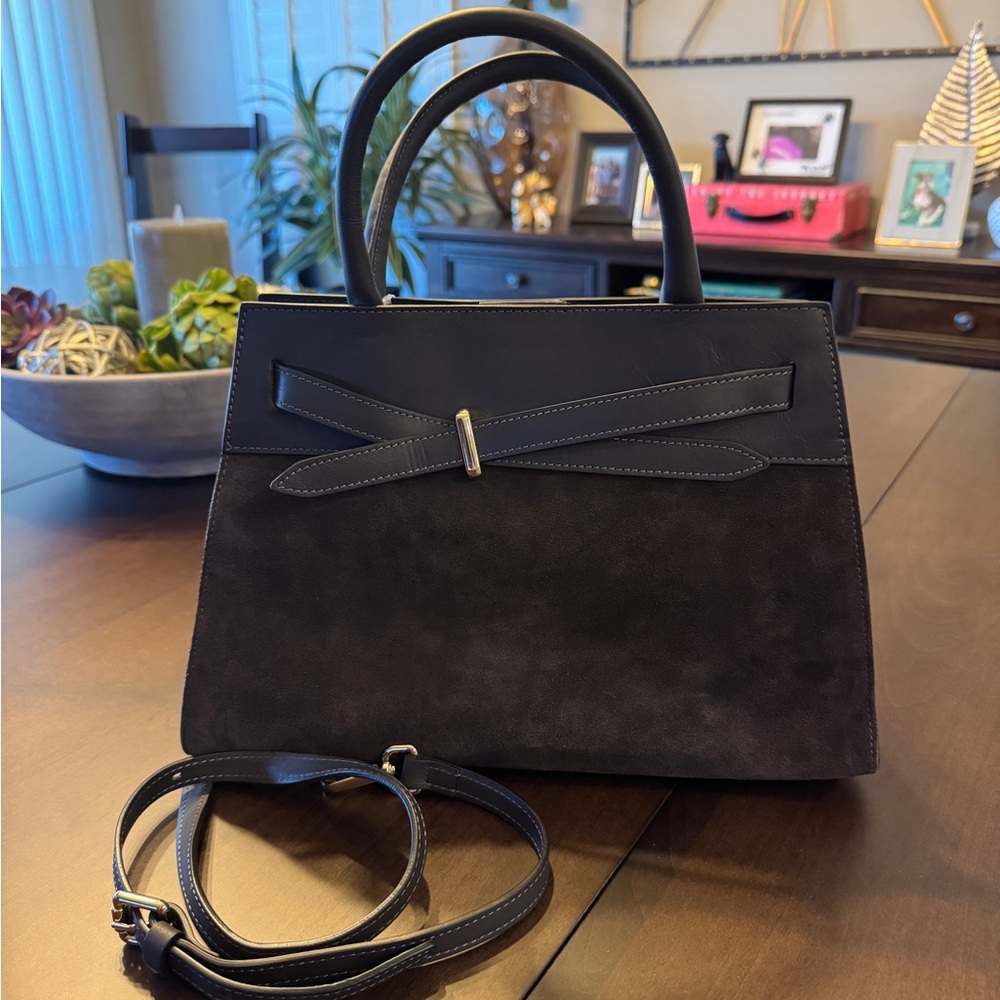 Chocolate Suede and Leather Handbag